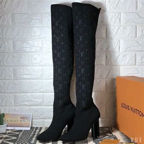 louis vuitton knee boots|Louis Vuitton black heel boots.